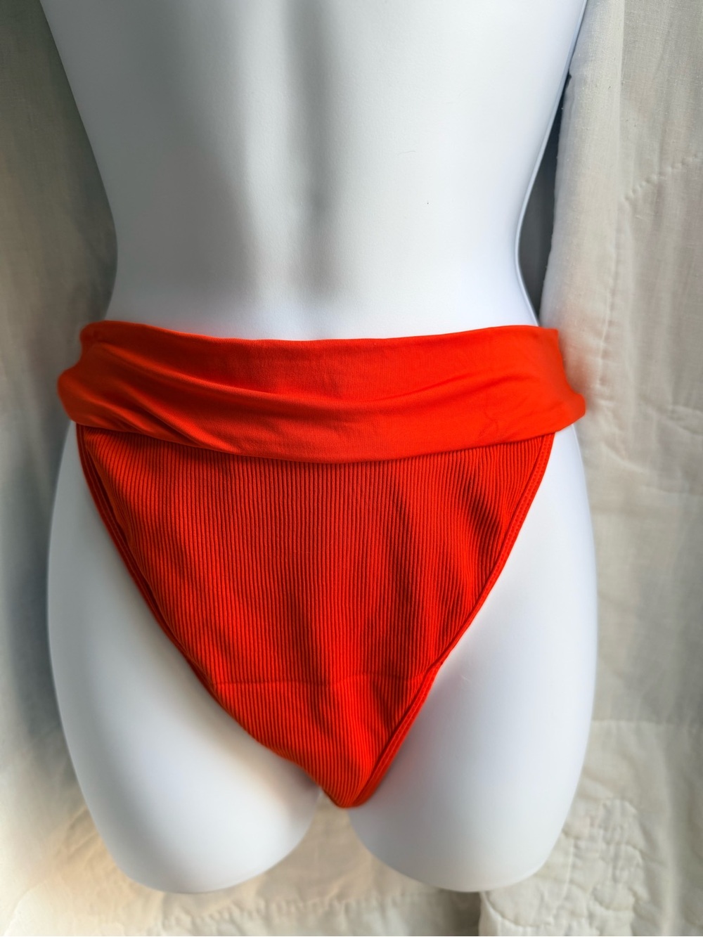 l*space Ribbed High-Cut Bikini Bottom - Bright Orange